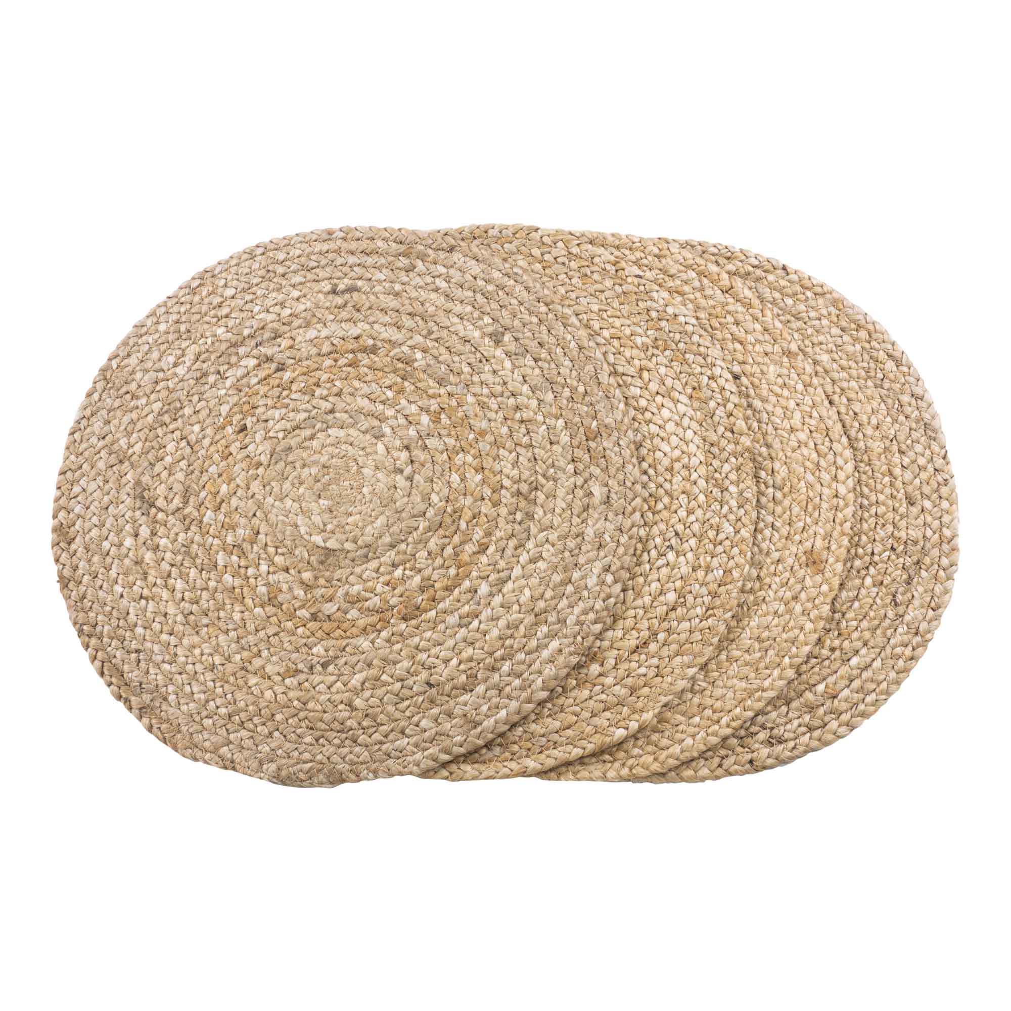 Bombay Placemats - Braided jute, natural Ø38 cm (set of 4)