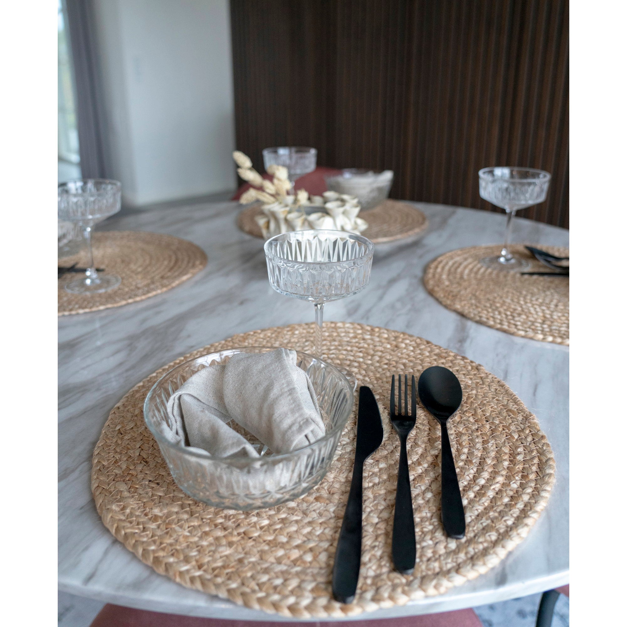Bombay Placemats - Braided jute, natural Ø38 cm (set of 4)