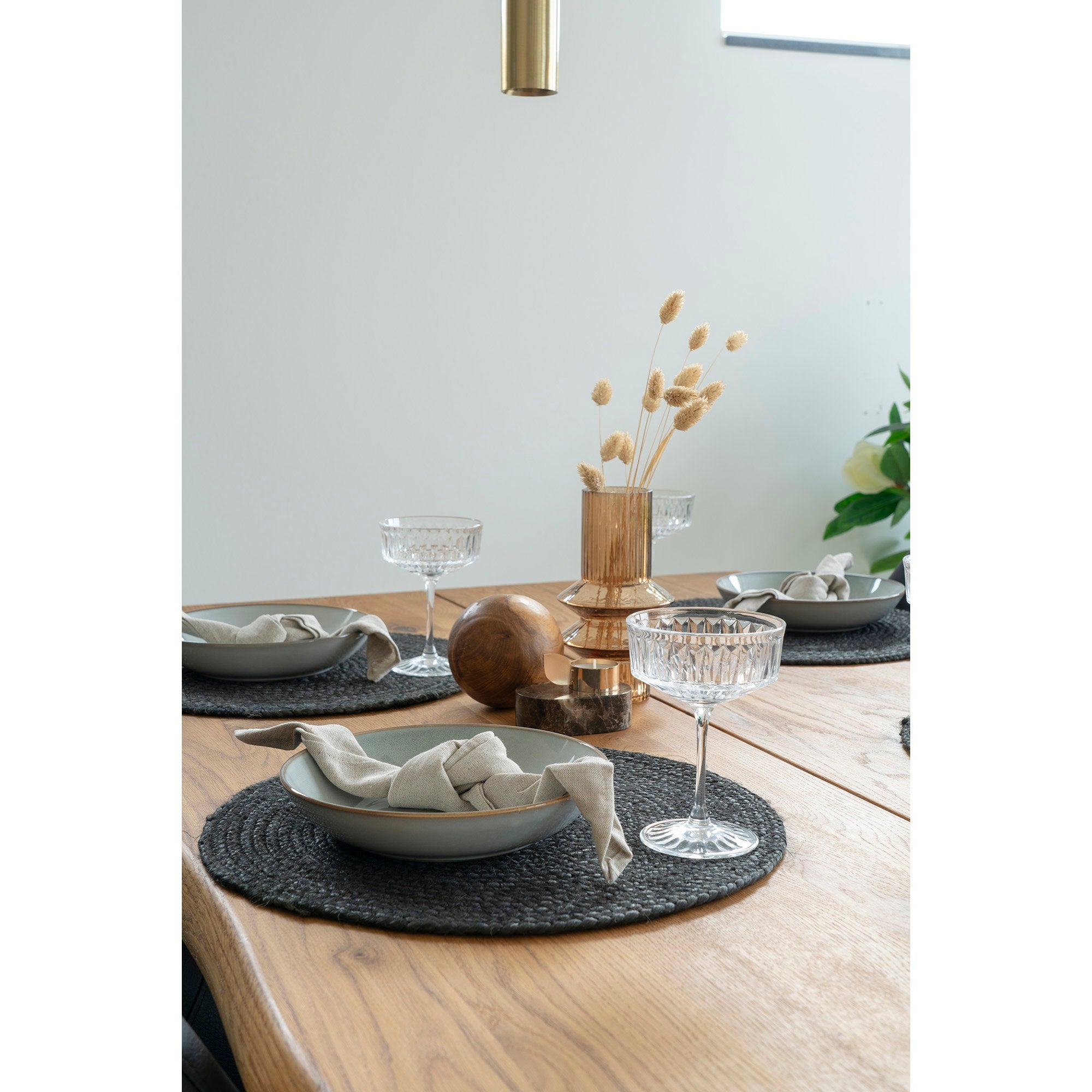 Bombay Placemats - Gevlochten jute, donkergrijs Ø38 cm (set van 4)