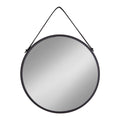 Trapani Mirror - Steel/faux leather, black Ø60 cm
