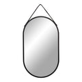 Trapani Mirror - Steel/faux leather, black 35x60 cm