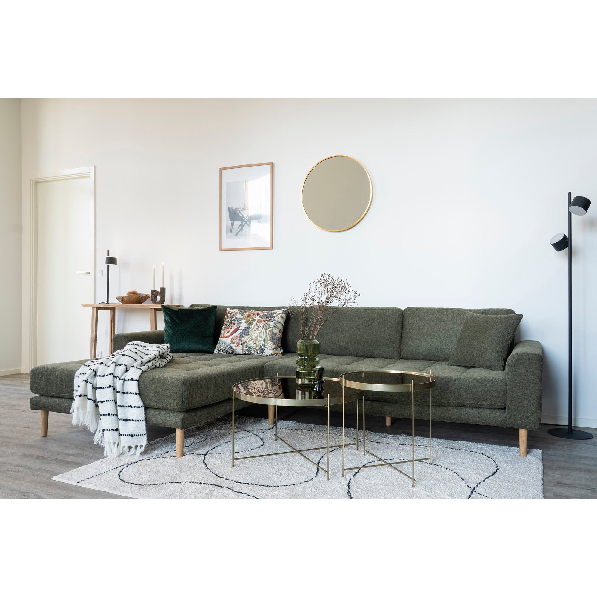 Madrid Mirror - Aluminum, brass look Ø60 cm