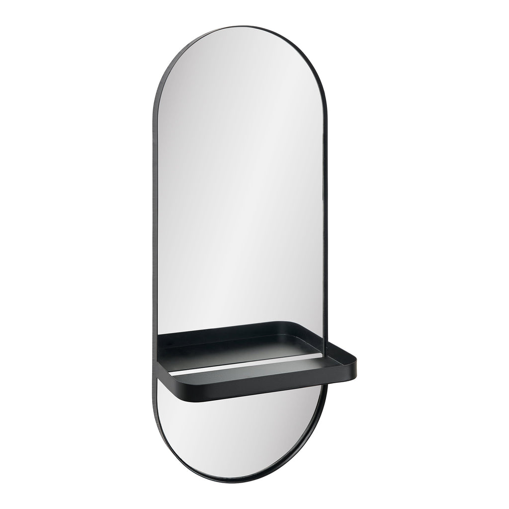 Olbia Mirror - Metal shelf, steel, black 25x12x60 cm
