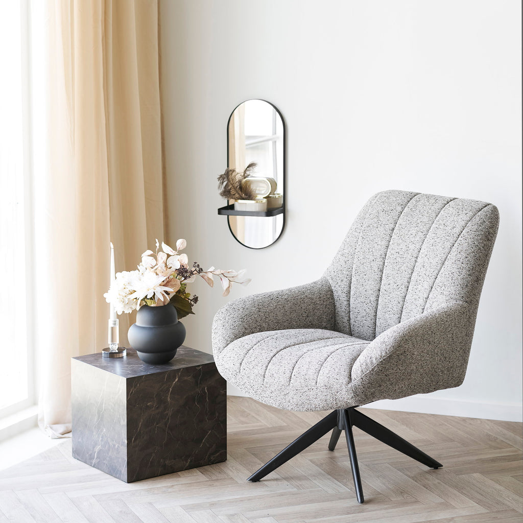 Olbia Mirror - Metal shelf, steel, black 25x12x60 cm