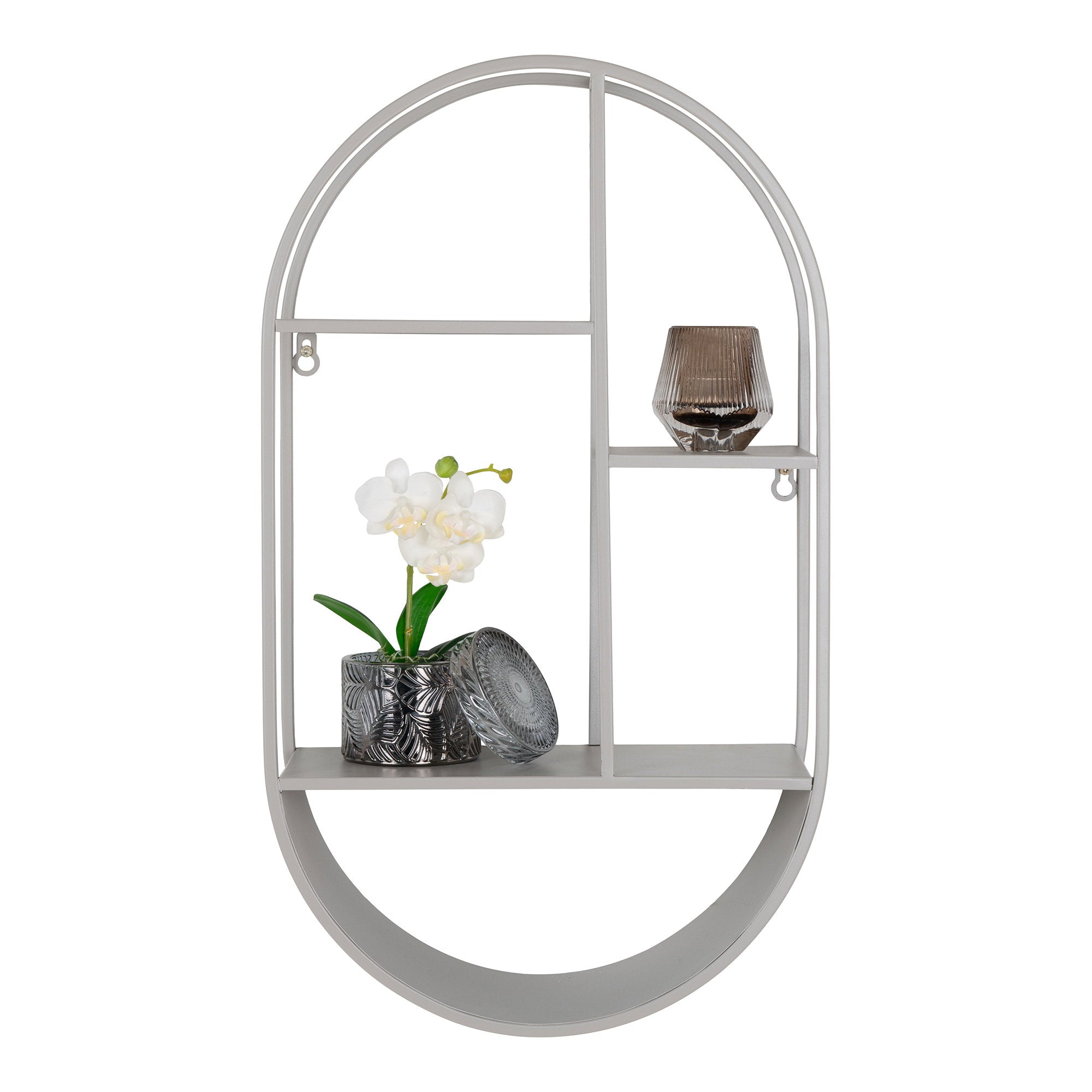 Feira Wandplank - Ovaal, staal, koelgrijs 35x15x60 cm