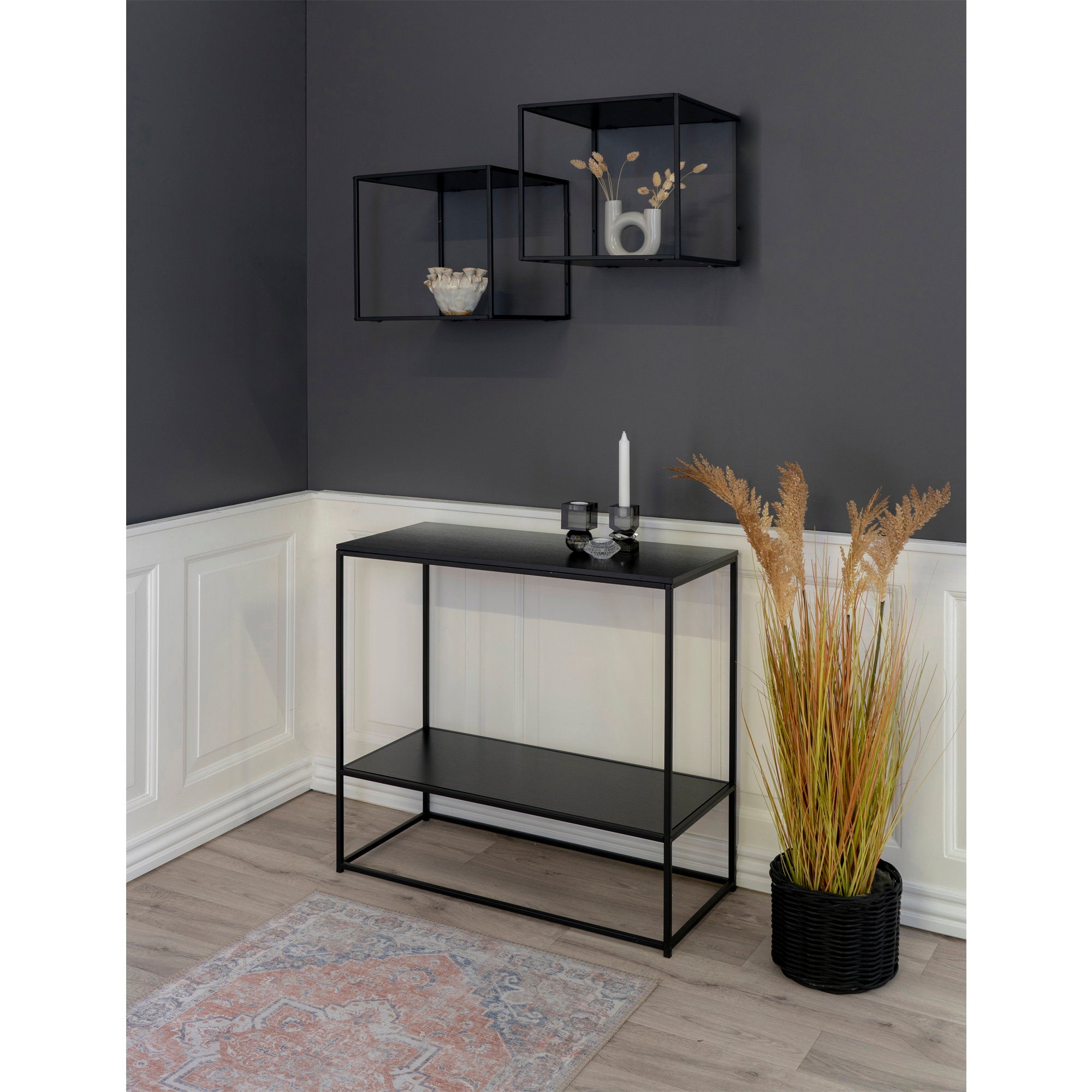 Vita Wandplank - Zwart, zwart frame 36x36x36 cm