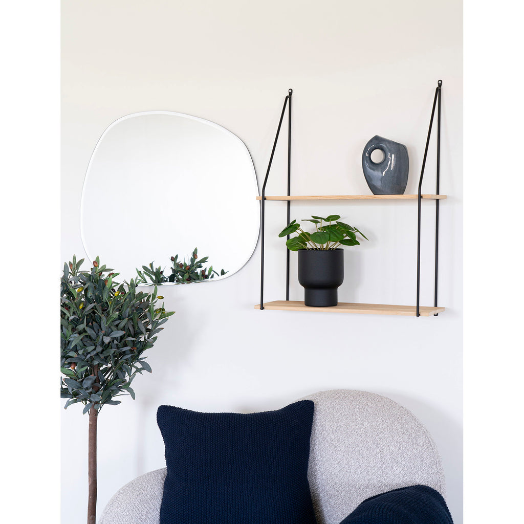 Haag Wandplank - 2 houten planken, zwart frame 55x21 cm