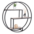 Rotterdam Wandplank - Houten planken, zwart frame Ø62x14 cm