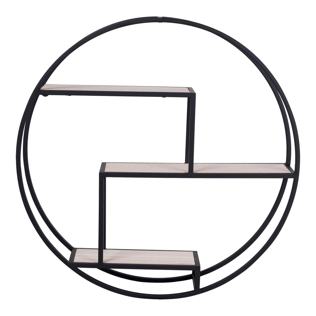 Rotterdam Wandplank - Houten planken, zwart frame Ø62x14 cm