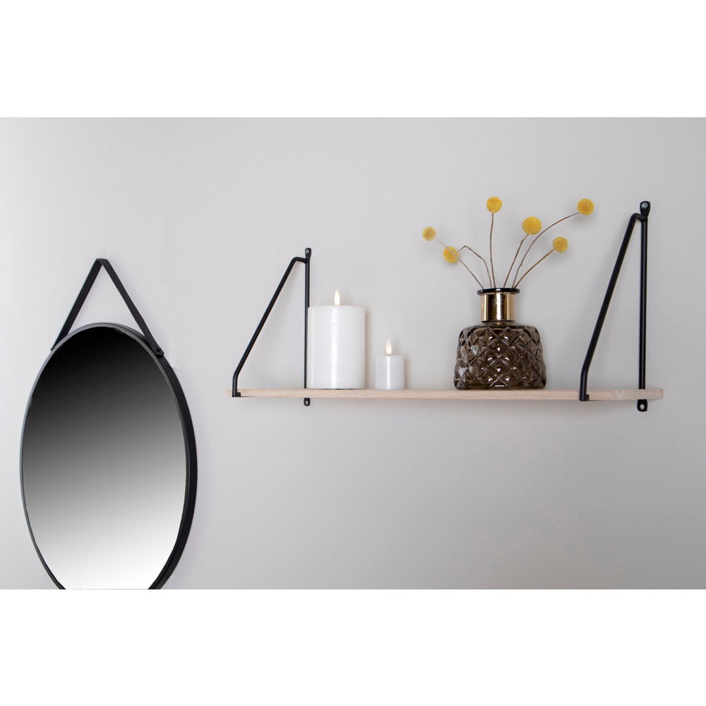 Arnhem Wandplank - Houten plank, zwart frame 65x17 cm