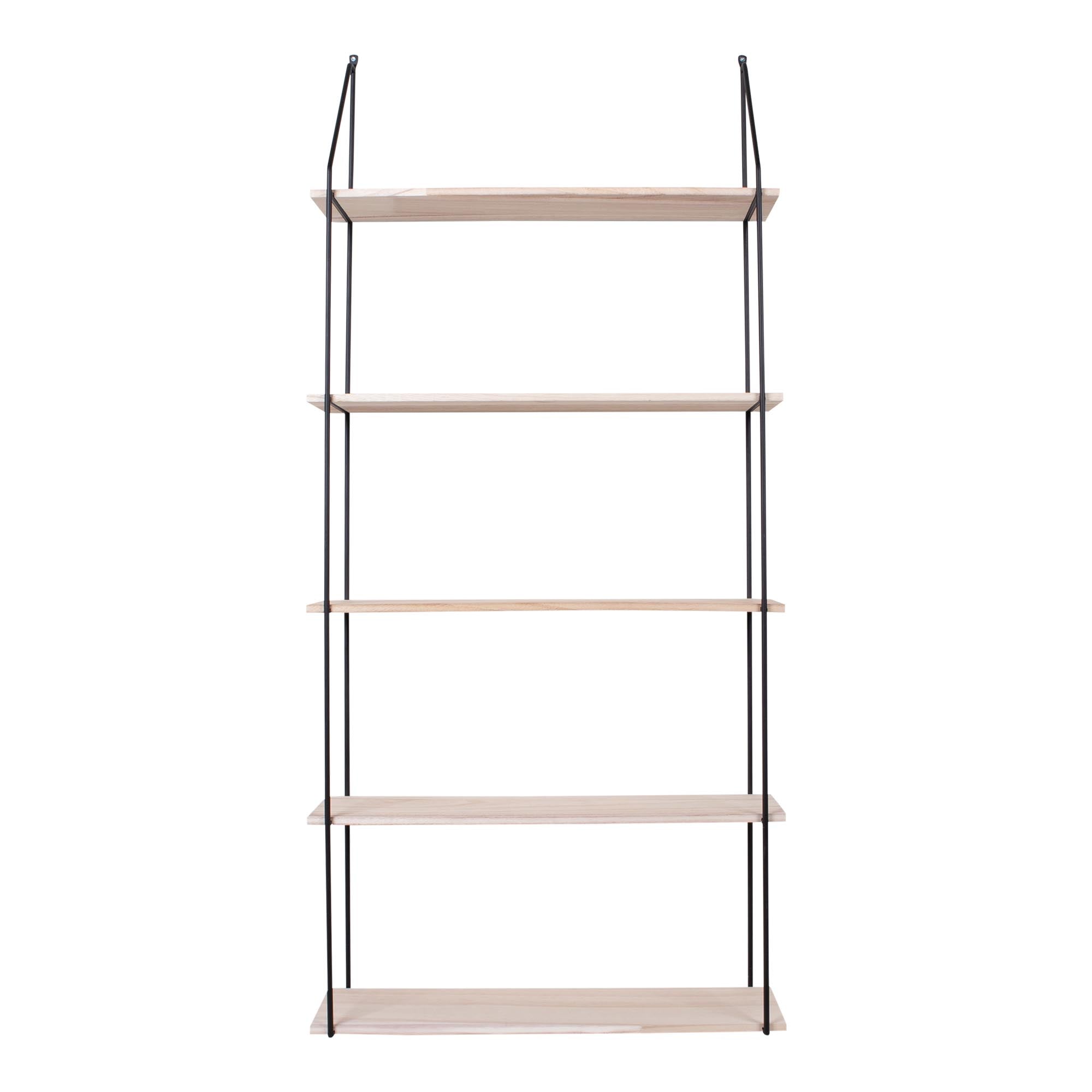 Eindhoven Boekenkast - Zwart frame met 5 houten planken in naturel houtkleur