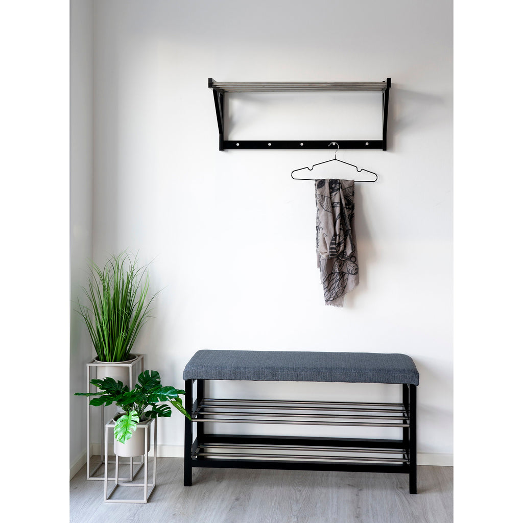 Padova Hoedenplank - Hout/staal, zwart 78x32 cm