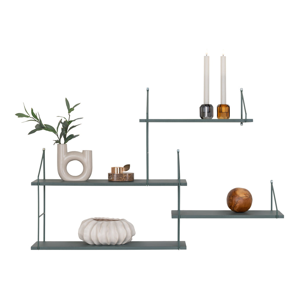 Harlem Wall Shelf - 4 green shelves, green frame 99x17.5x62 cm