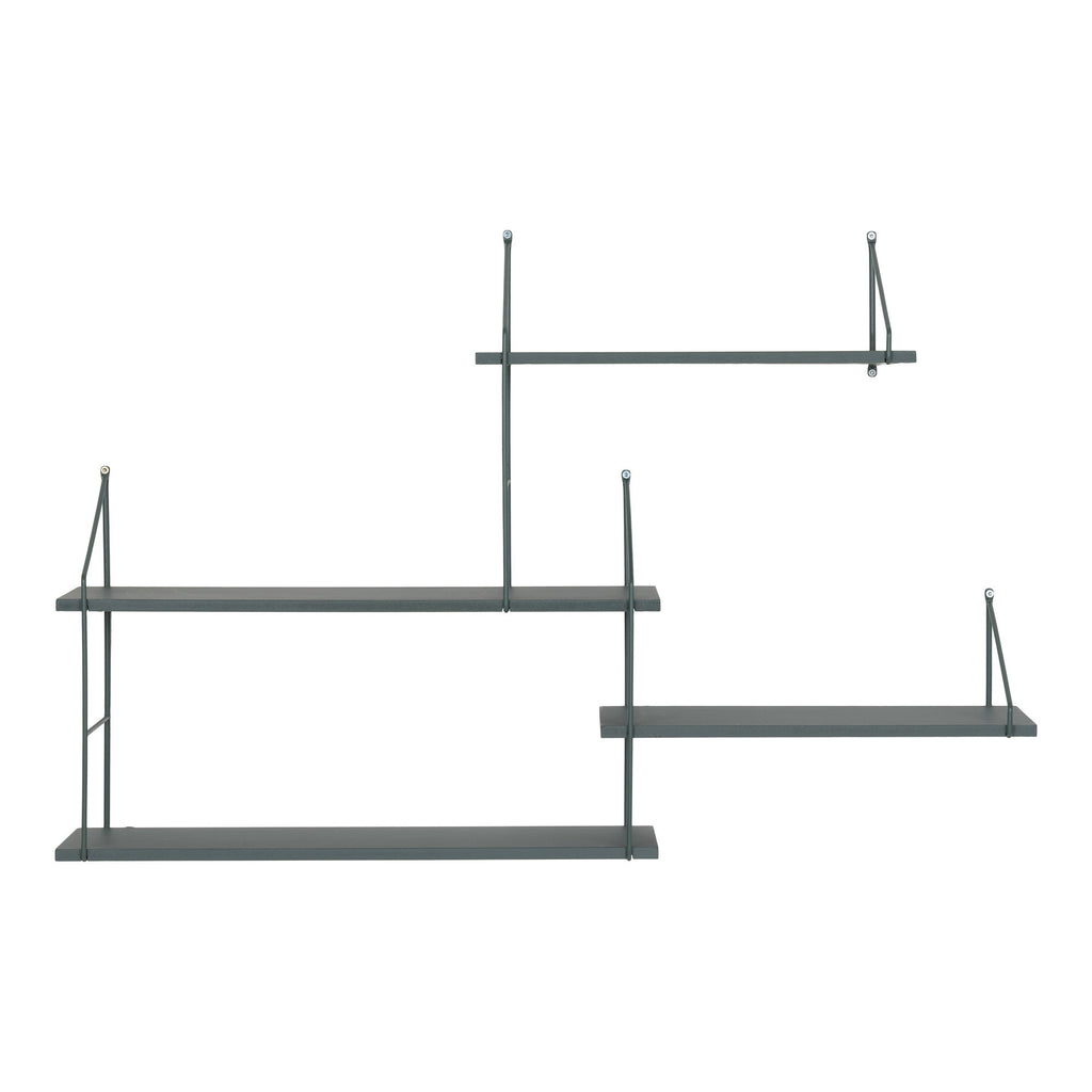 Harlem Wall Shelf - 4 green shelves, green frame 99x17.5x62 cm