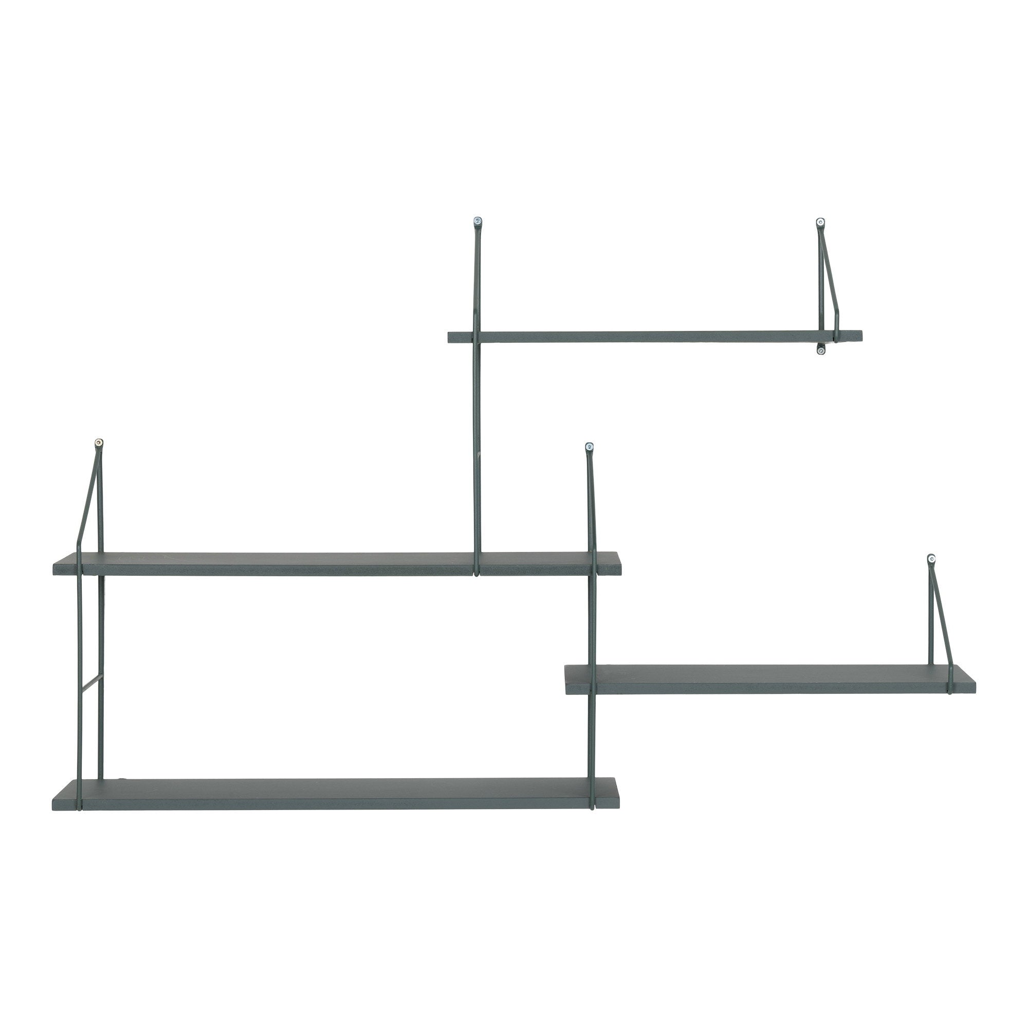 Harlem Wandplank - 4 groene planken, groen frame 99x17,5x62 cm