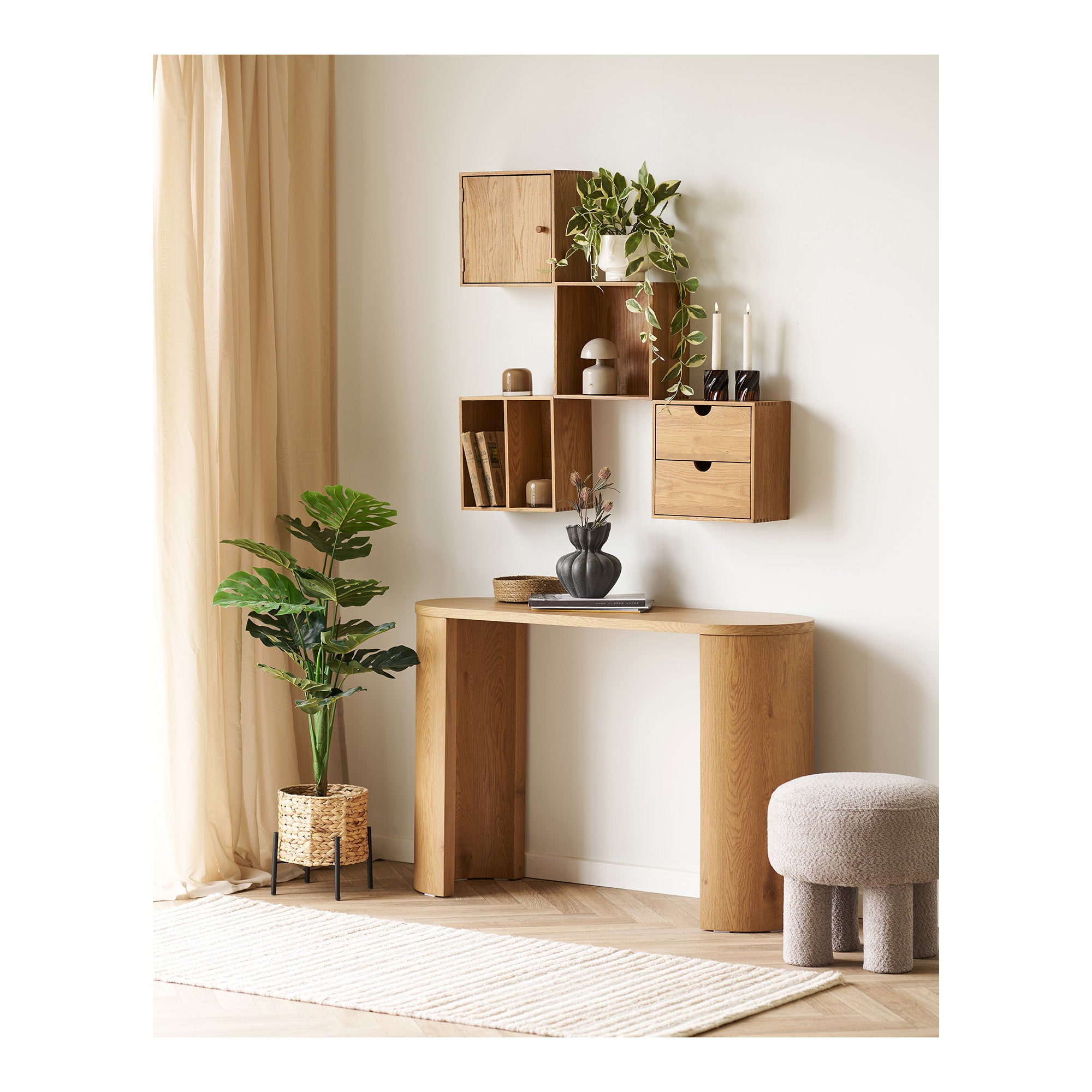 Townsville Wandplank met Verticale Vakken - Eikenhout 18x30x30 cm