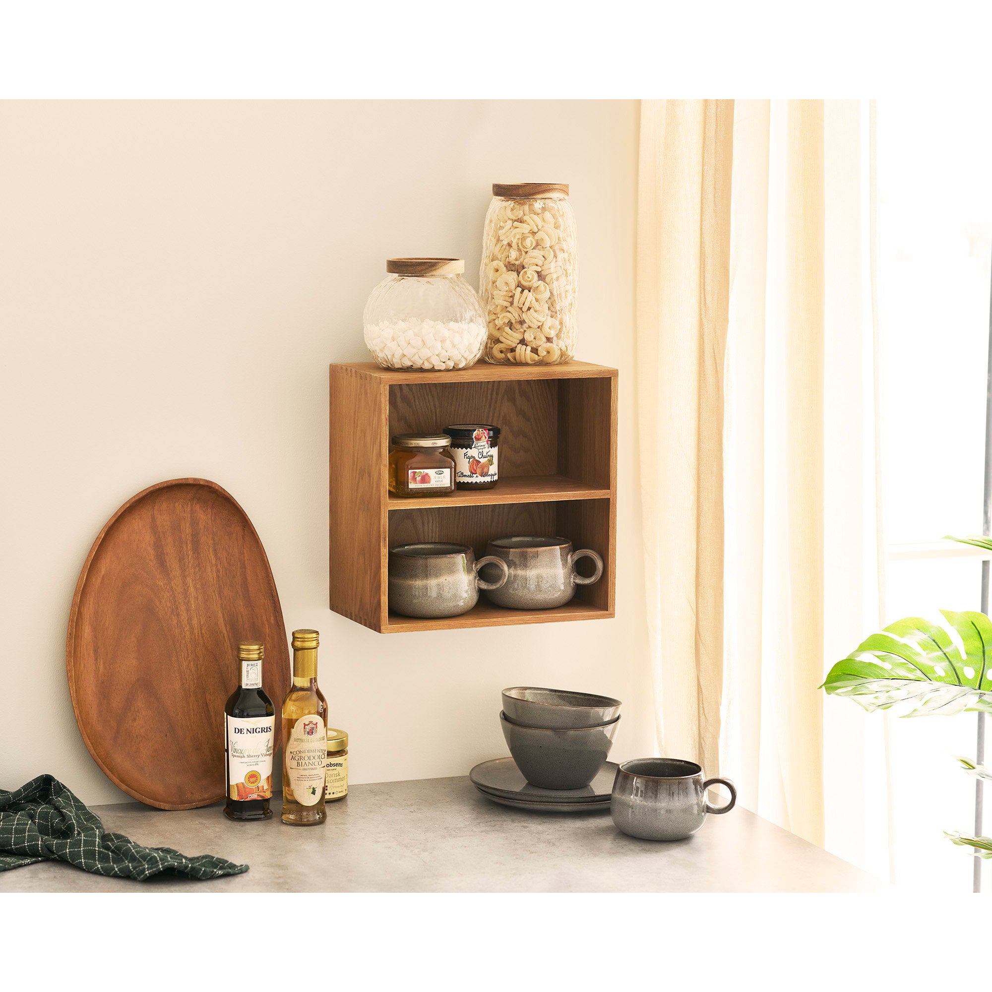 Townsville Wandplank met Verticale Vakken - Eikenhout 18x30x30 cm