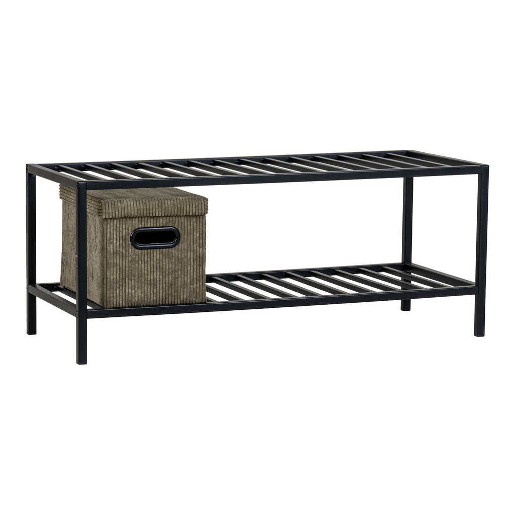 Vita Schoenenrek - Schoenenrek met 2 planken, zwart stalen frame 79x34 cm