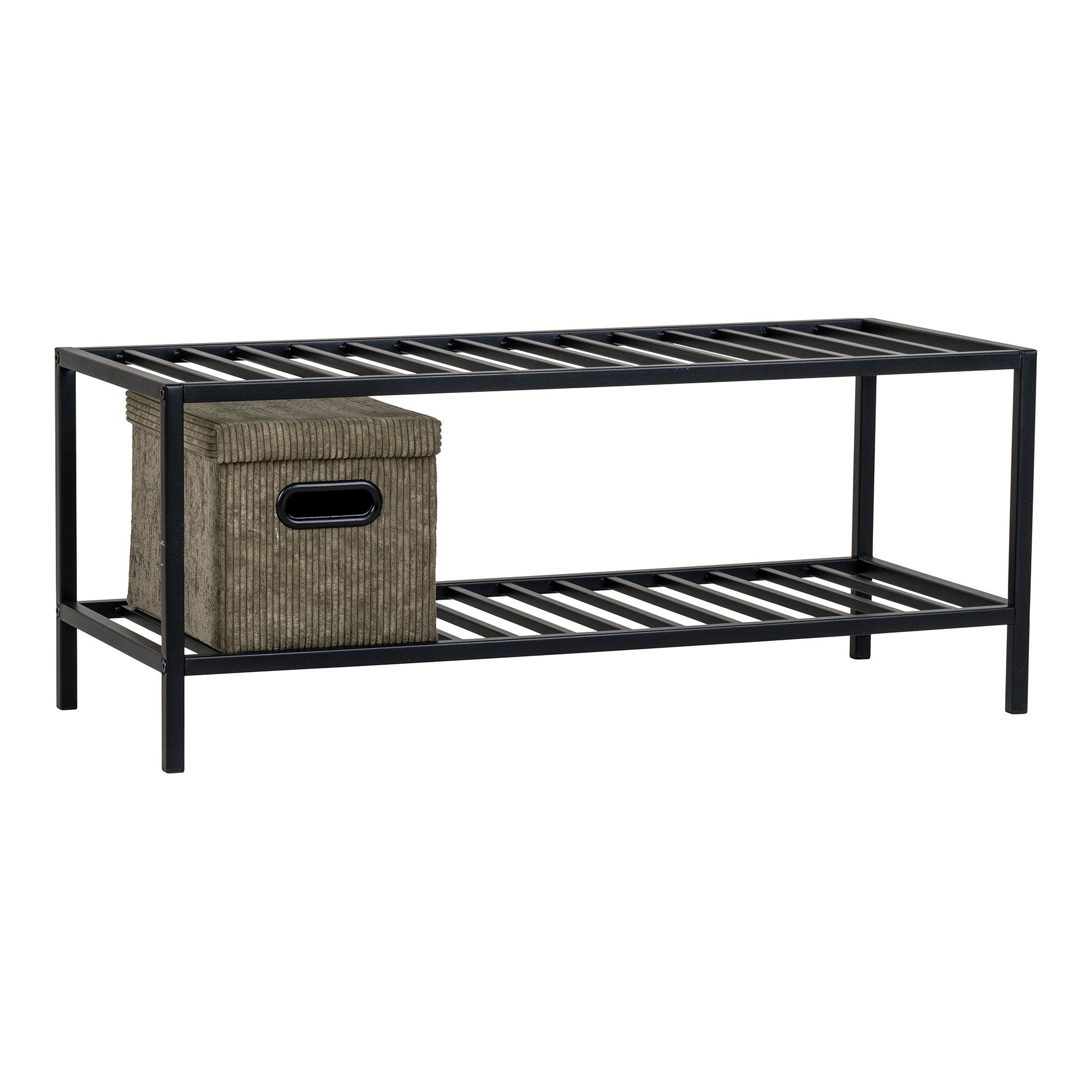 Vita Schoenenrek - Schoenenrek met 2 planken, zwart stalen frame 79x34 cm