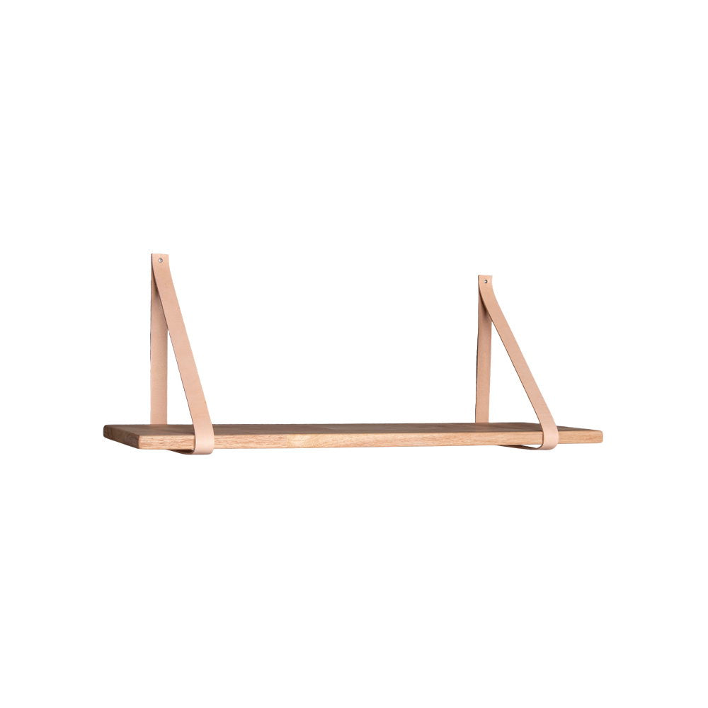 Forno Wandplank - Naturel, bruine leren banden 80x20 cm