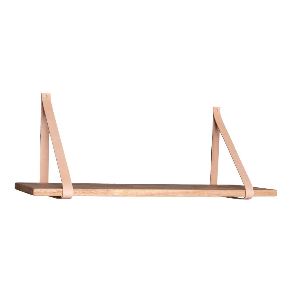 Forno Wandplank - Naturel, bruine leren banden 120x20 cm
