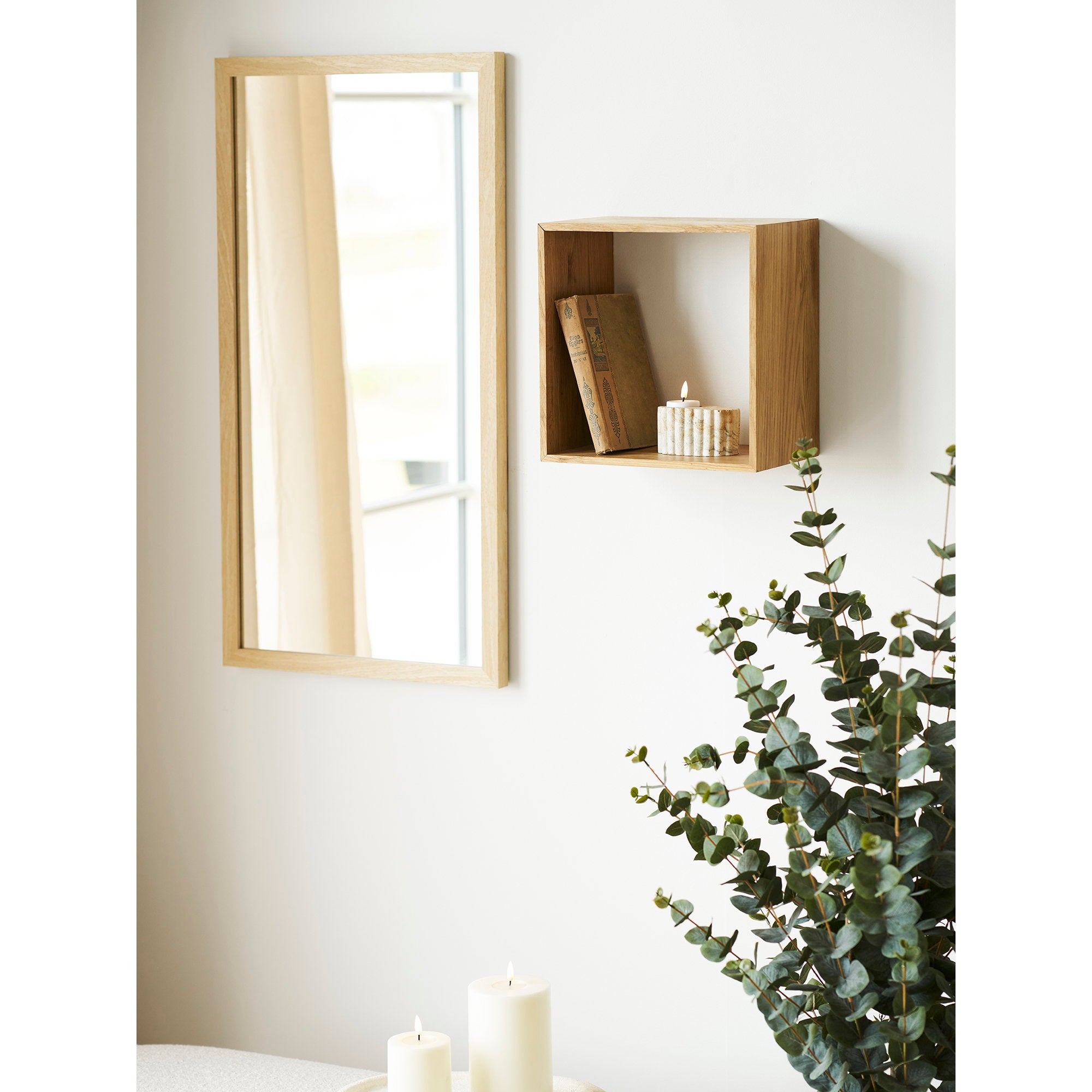 Lattoon Wandplank - Eikenhout, naturel 30x18x30 cm