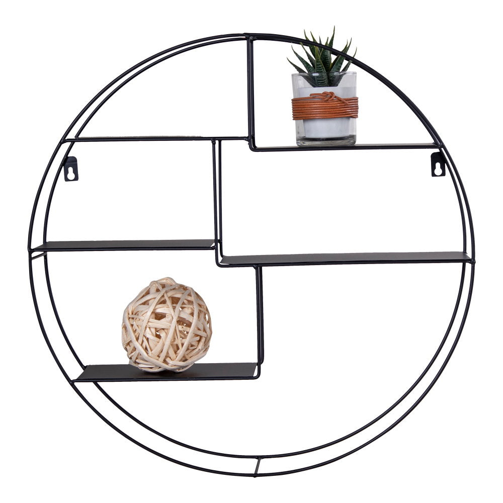 Genk Wandplank - Staal, zwart Ø47x10 cm