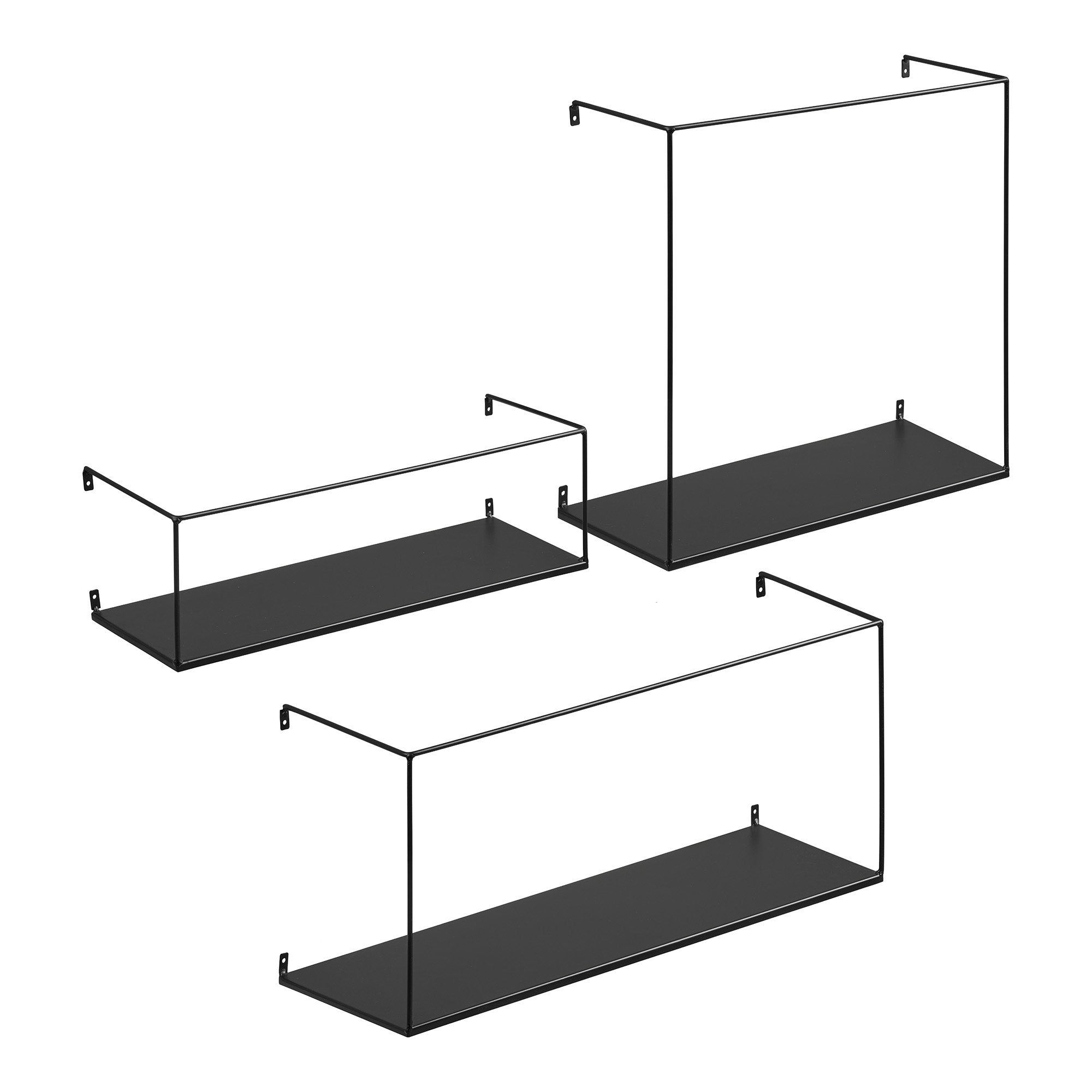 Ulmo Wall Shelves - Steel, black (set of 3)
