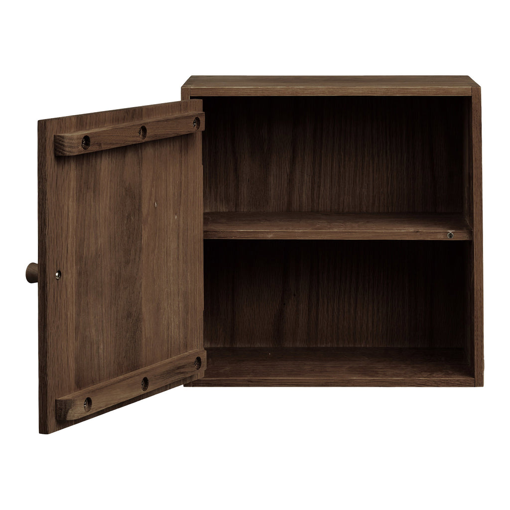 Townsville Wall Shelf with door - Wall shelf with door, oak, dark brown, 30x18x30 cm