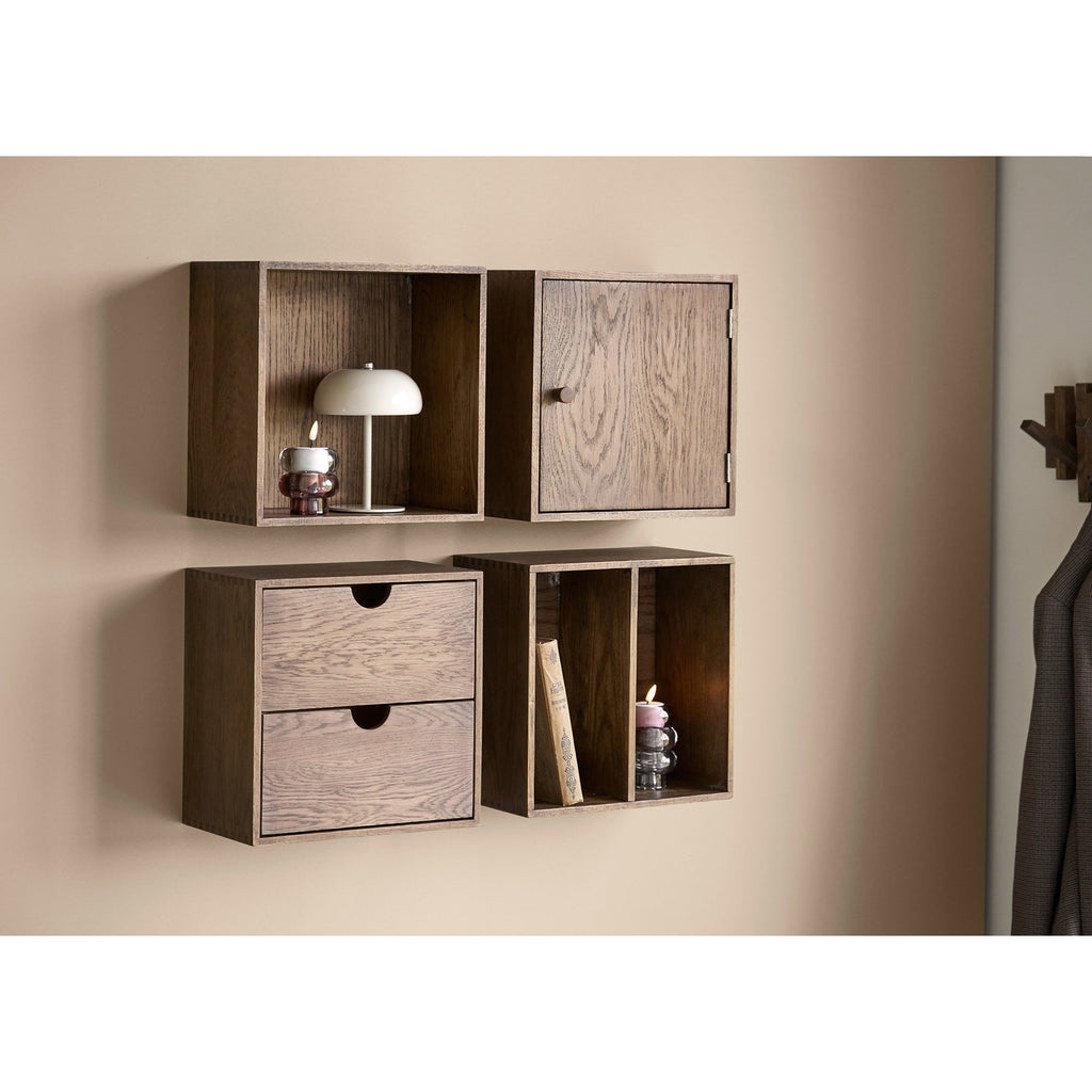 Townsville Wall Shelf with door - Wall shelf with door, oak, dark brown, 30x18x30 cm