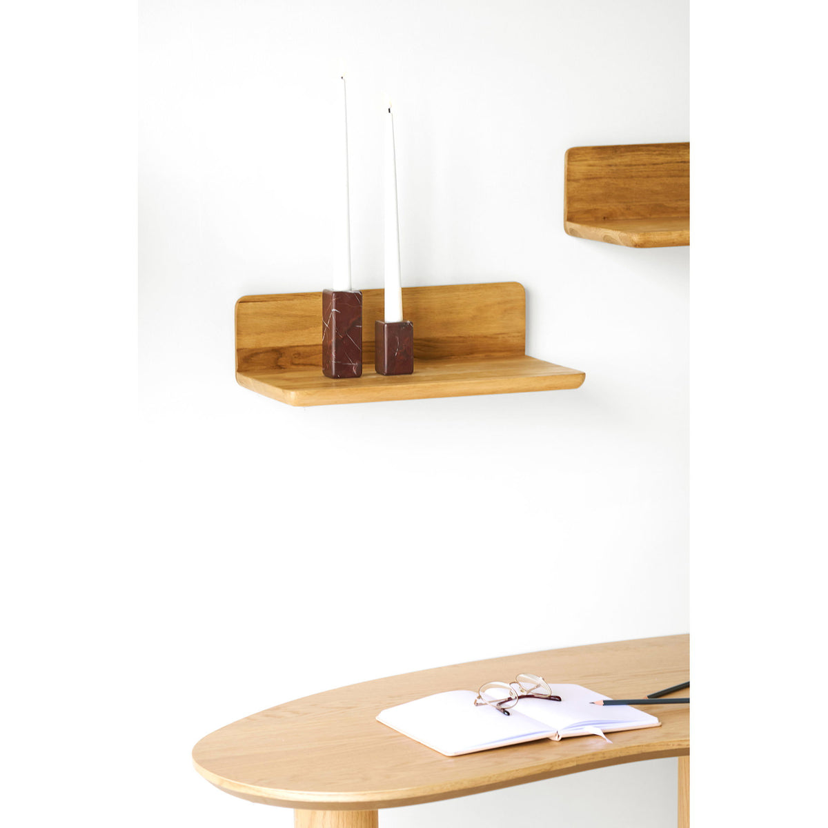Salina Wall Shelf - Wall shelf, oak wood, 40x22x12 cm