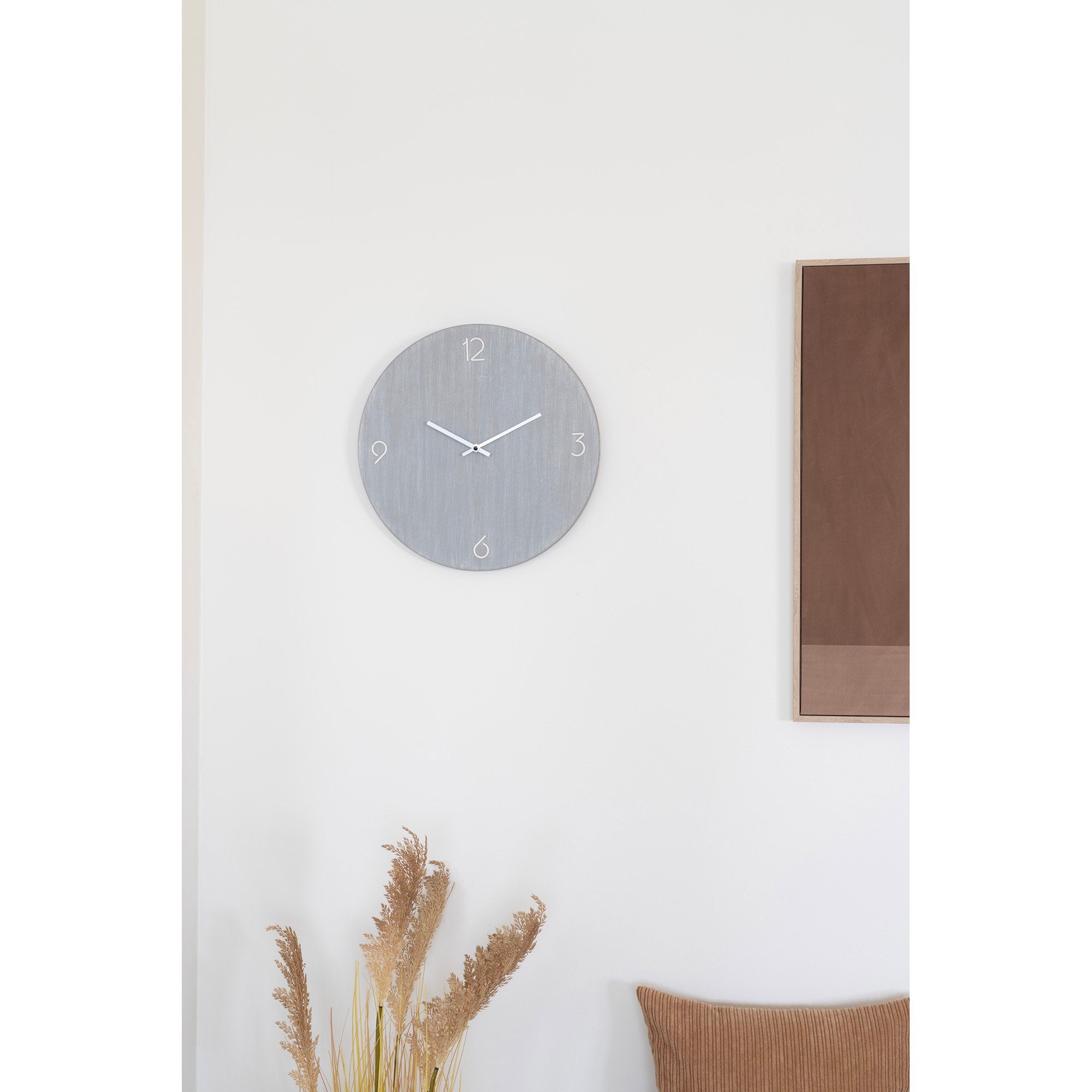 Ravenna Wandklok - MDF, lichtgrijs, stil uurwerk Ø40 cm
