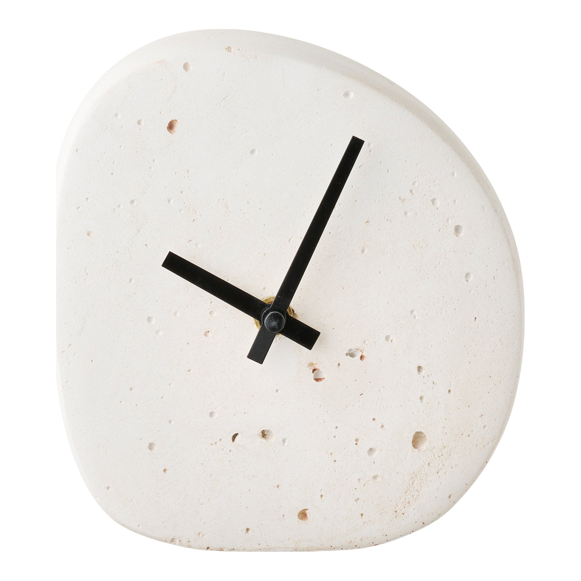Linz Tafelklok - Organische vorm, cement, wit, stil uurwerk 14x15 cm