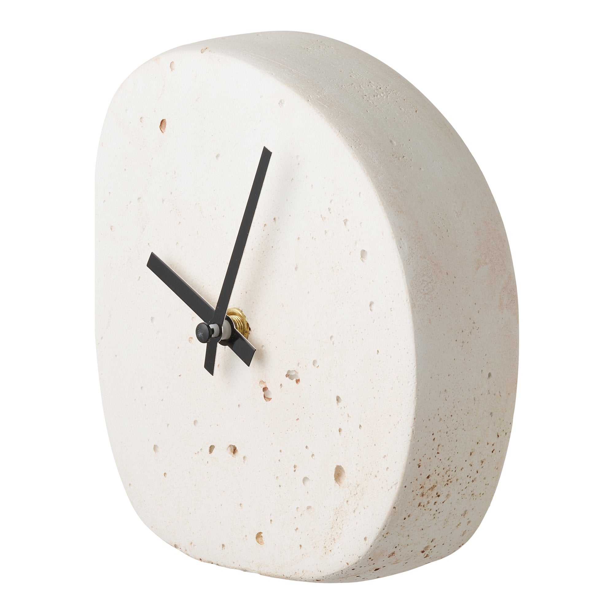 Linz Tafelklok - Organische vorm, cement, wit, stil uurwerk 14x15 cm