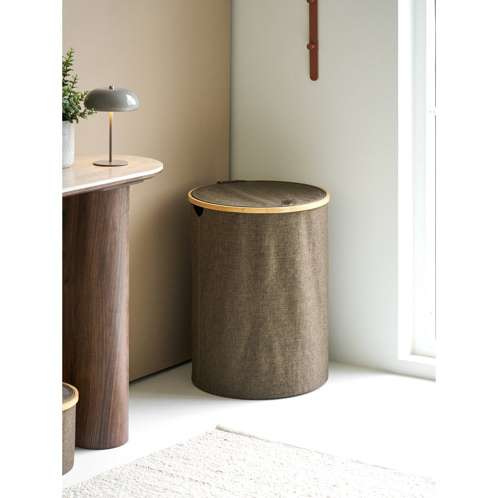 Round laundry basket Noto brown - Ø45x60 cm