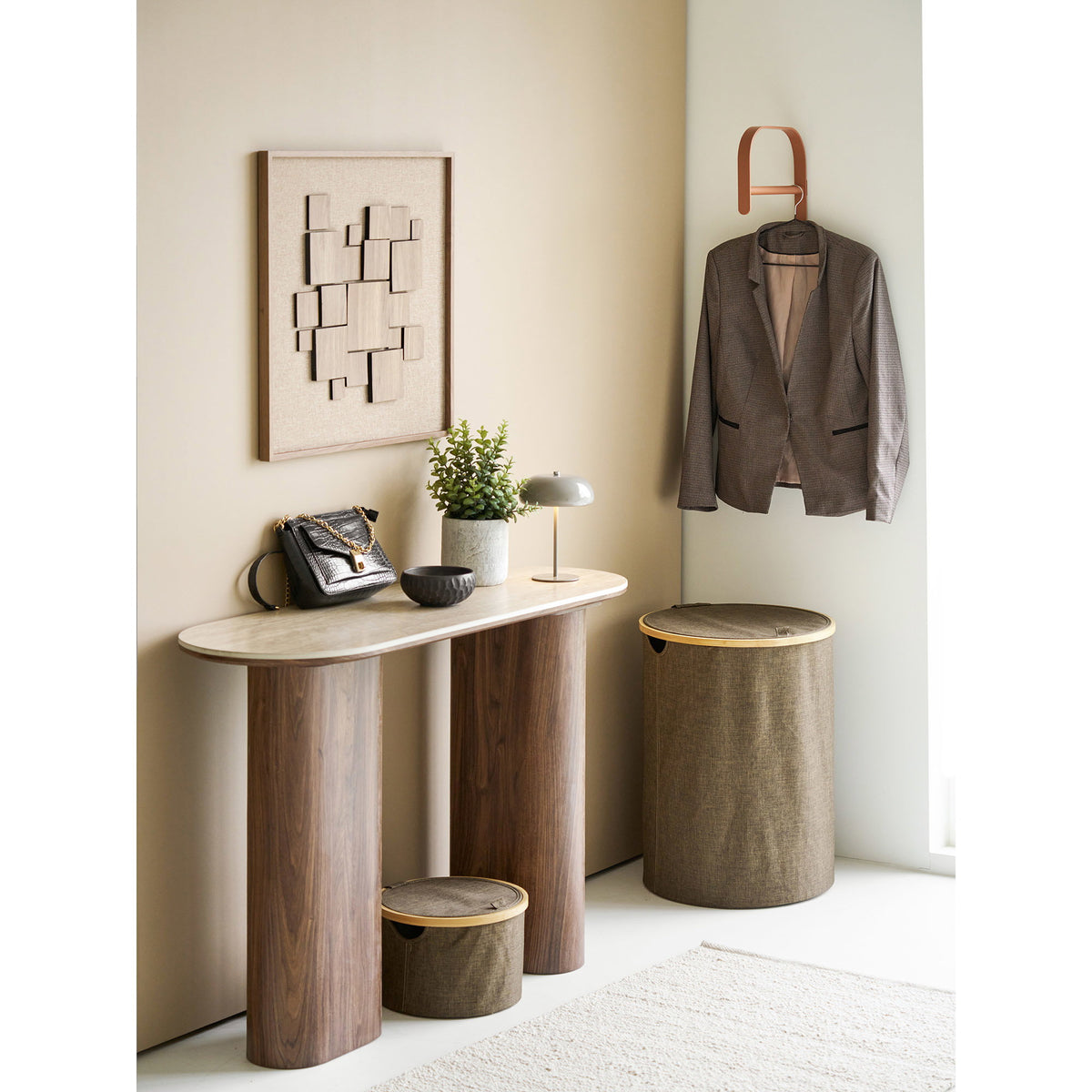 Round laundry basket Noto brown - Ø45x60 cm