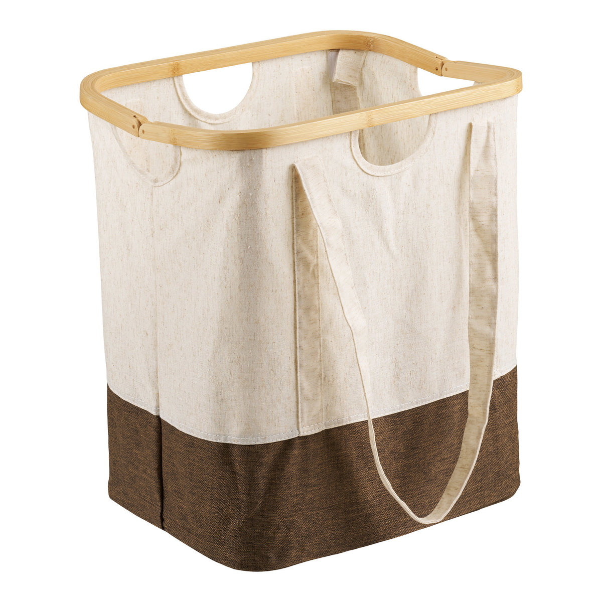 Laundry basket Noto off-white/brown - 40x30x45 cm