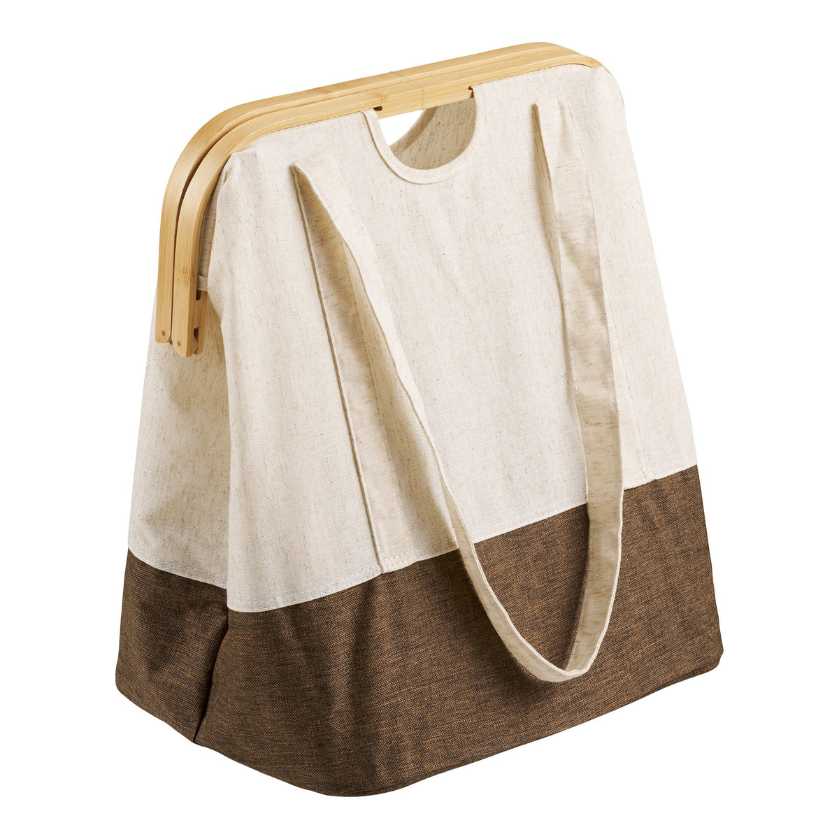 Laundry basket Noto off-white/brown - 40x30x45 cm