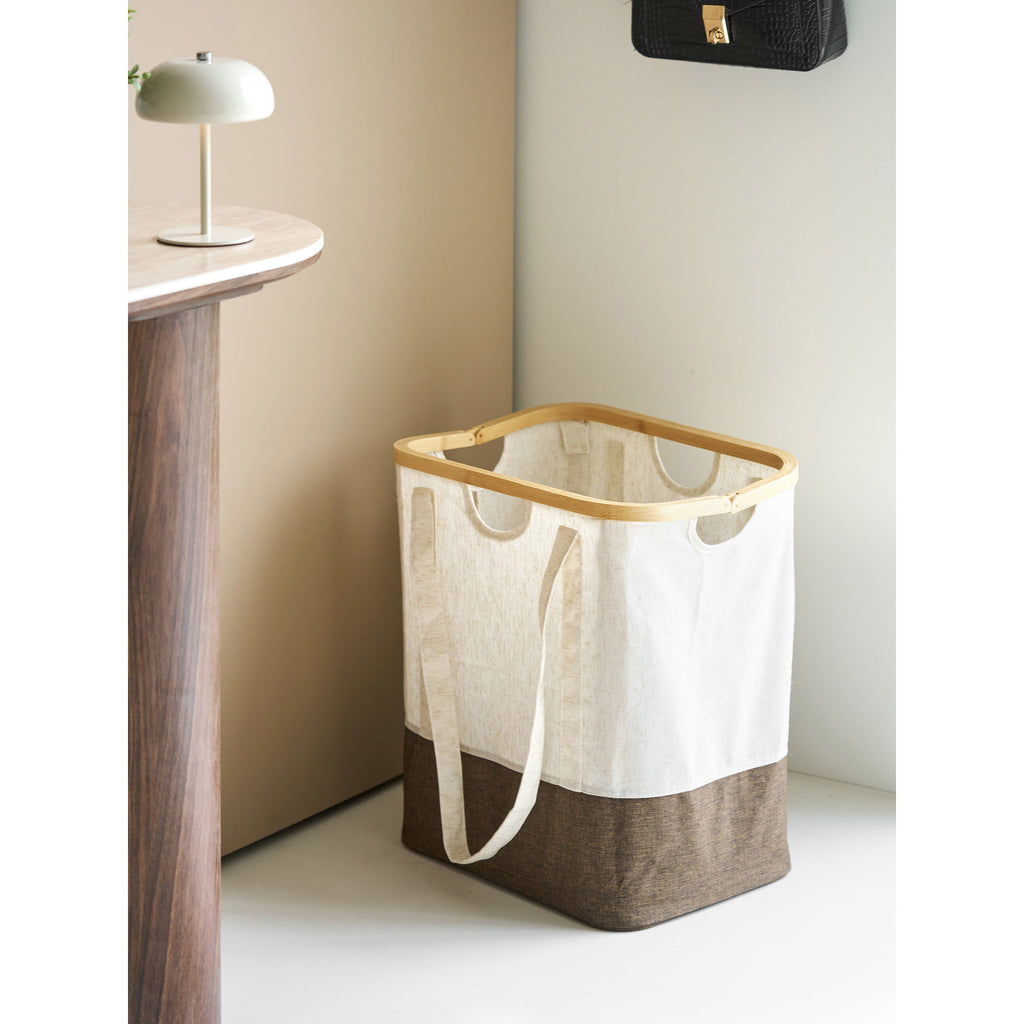 Laundry basket Noto off-white/brown - 40x30x45 cm
