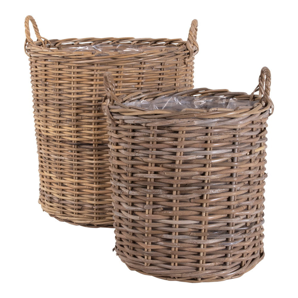 Indo Baskets - Baskets, kubu rattan, natural, set of 2