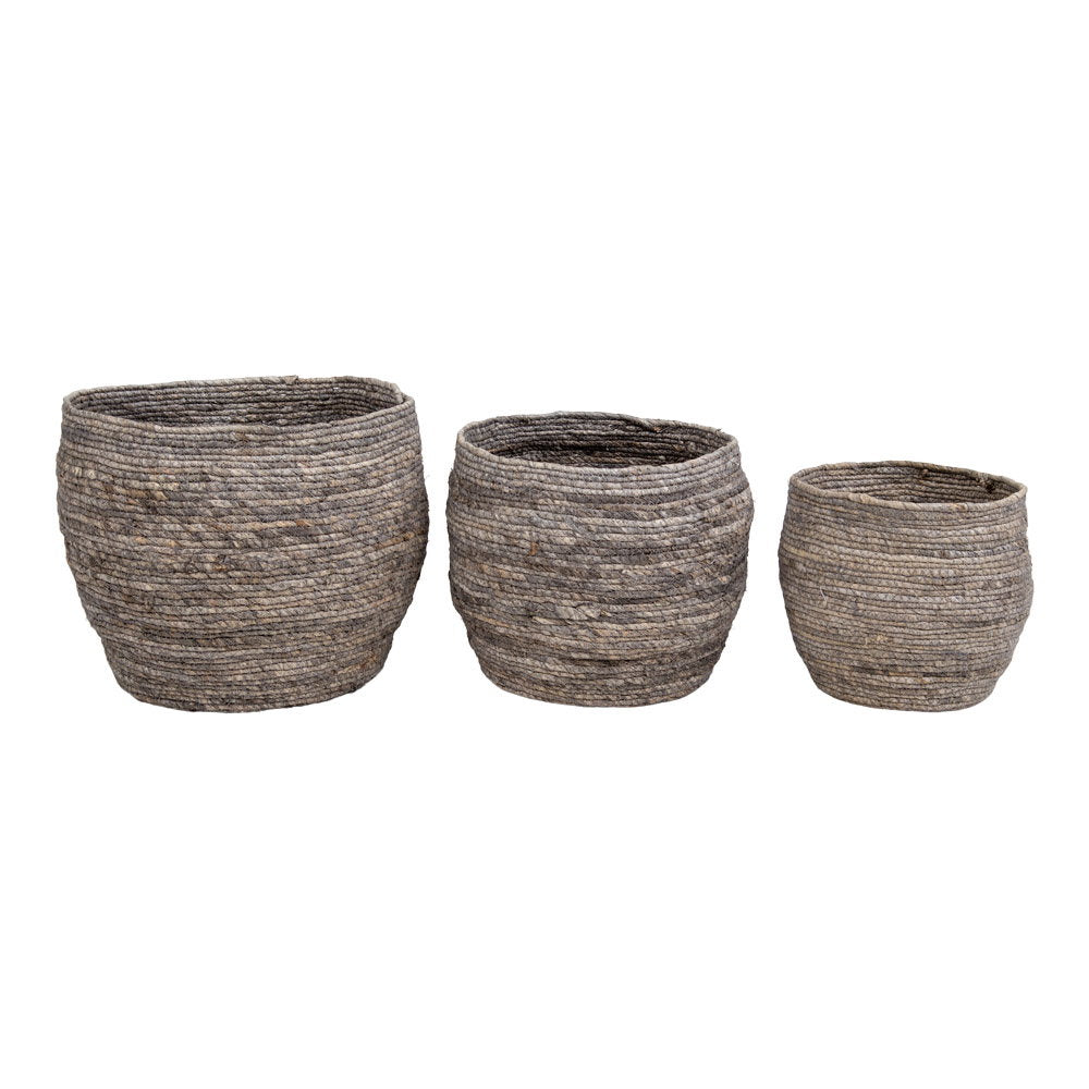 Tivoli Baskets - Baskets, corn leaves, grey, set of 3
