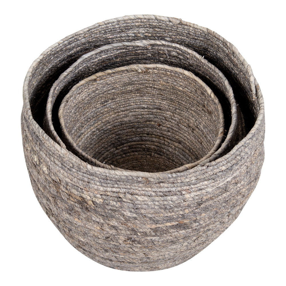 Tivoli Baskets - Baskets, corn leaves, grey, set of 3