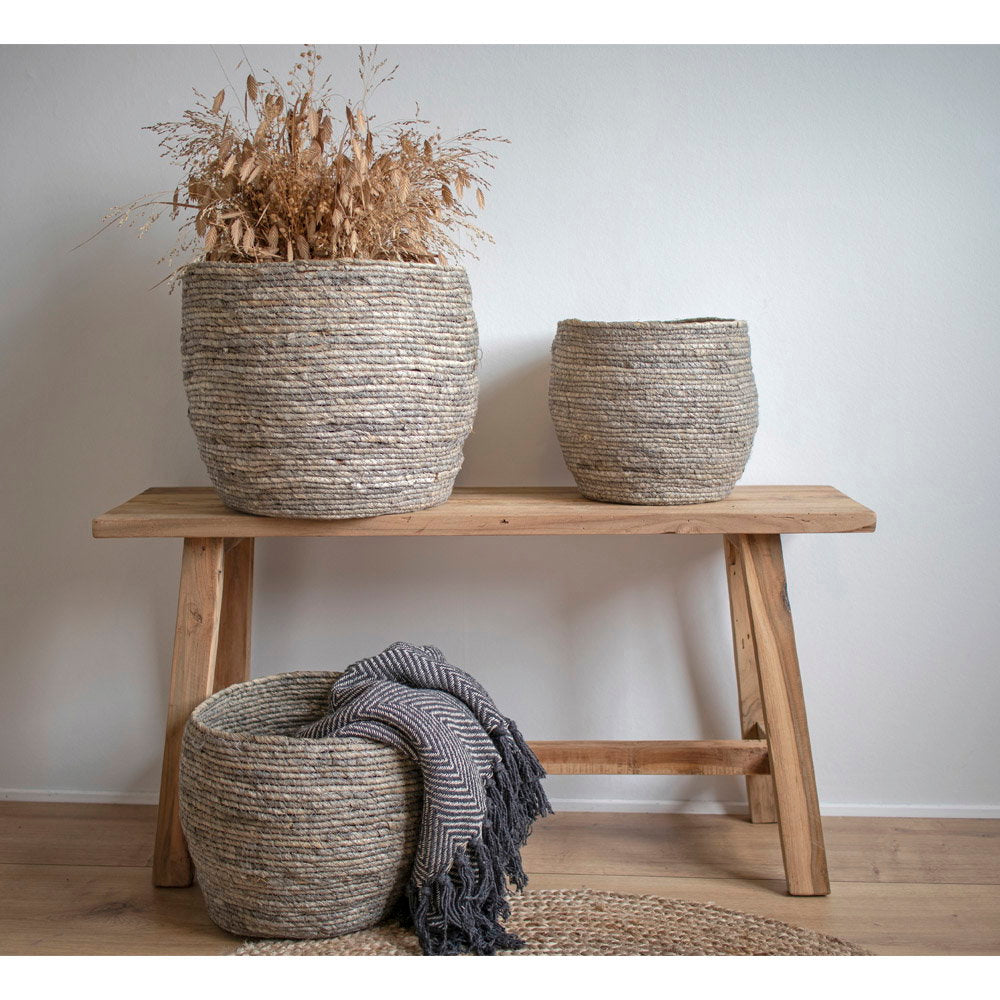Tivoli Körbe – Körbe, Maisblätter, grau, 3er-Set