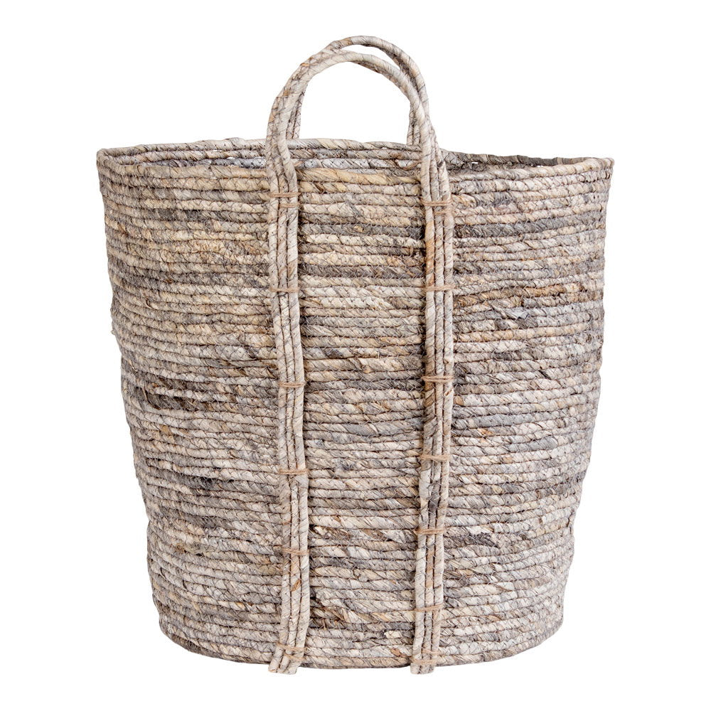Udine Basket - Basket, corn leaves, grey, ø41x49 cm
