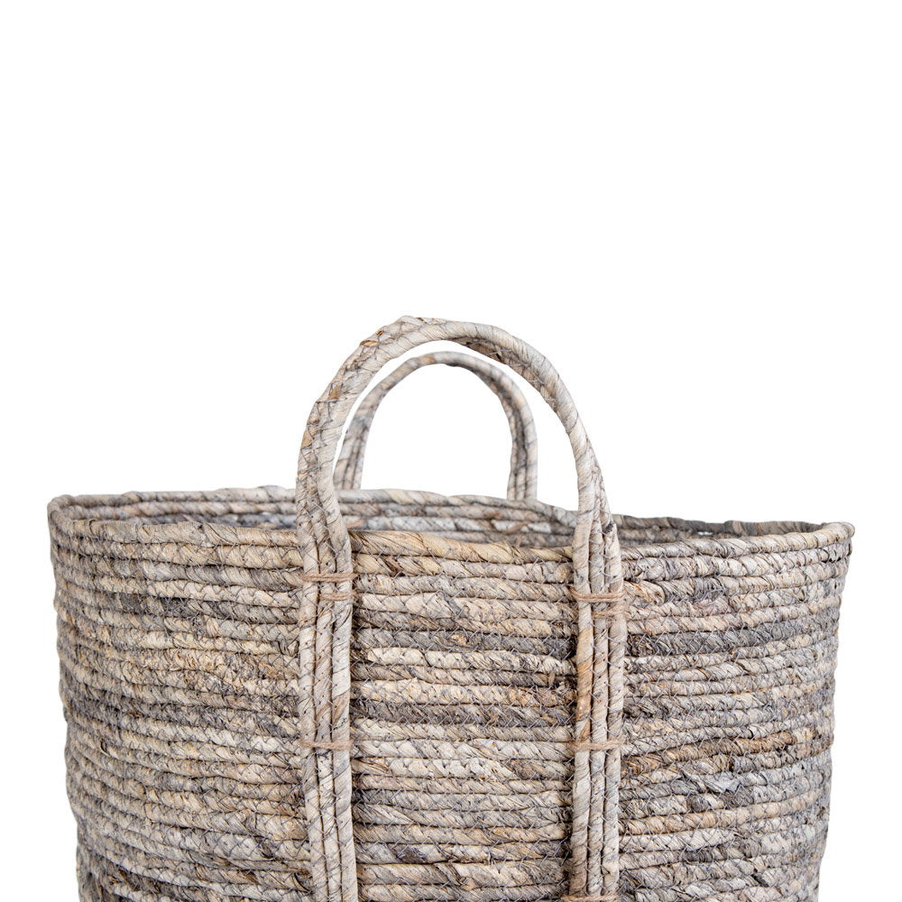 Udine Basket - Basket, corn leaves, grey, ø41x49 cm
