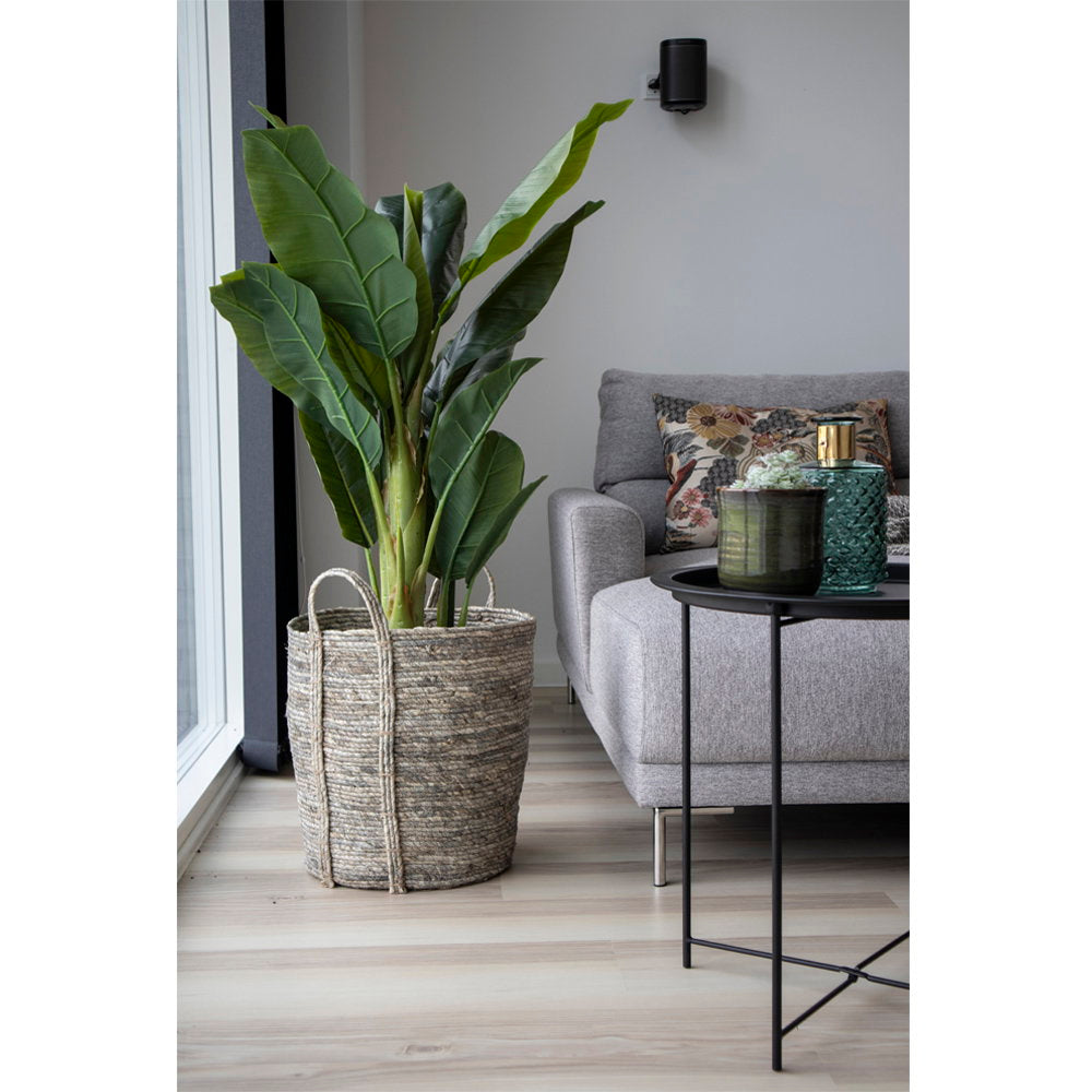 Udine Basket - Basket, corn leaves, grey, ø41x49 cm