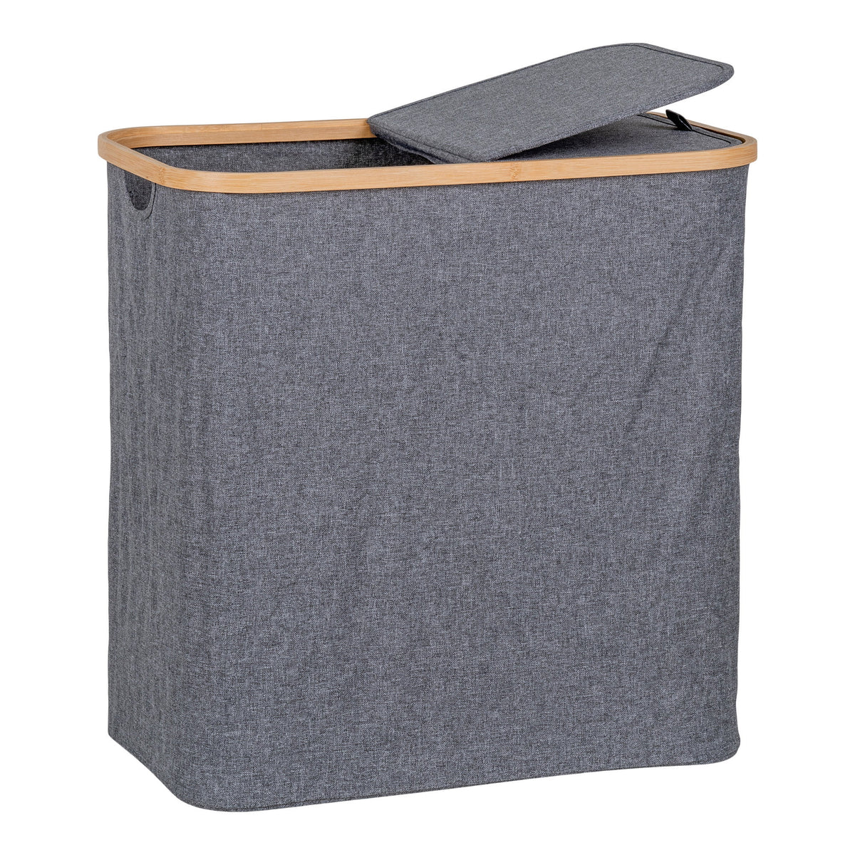 Dark gray laundry basket Noto made of bamboo and textile - 54x33x54 cm