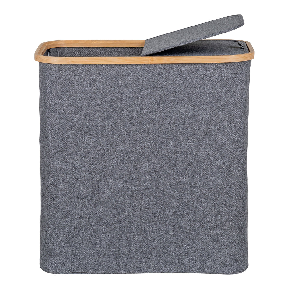 Dark gray laundry basket Noto made of bamboo and textile - 54x33x54 cm