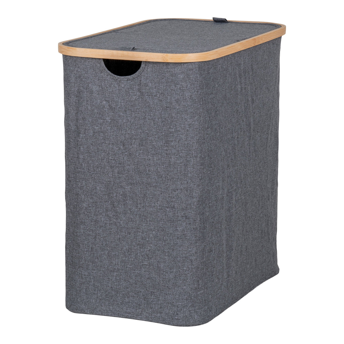 Dark gray laundry basket Noto made of bamboo and textile - 54x33x54 cm