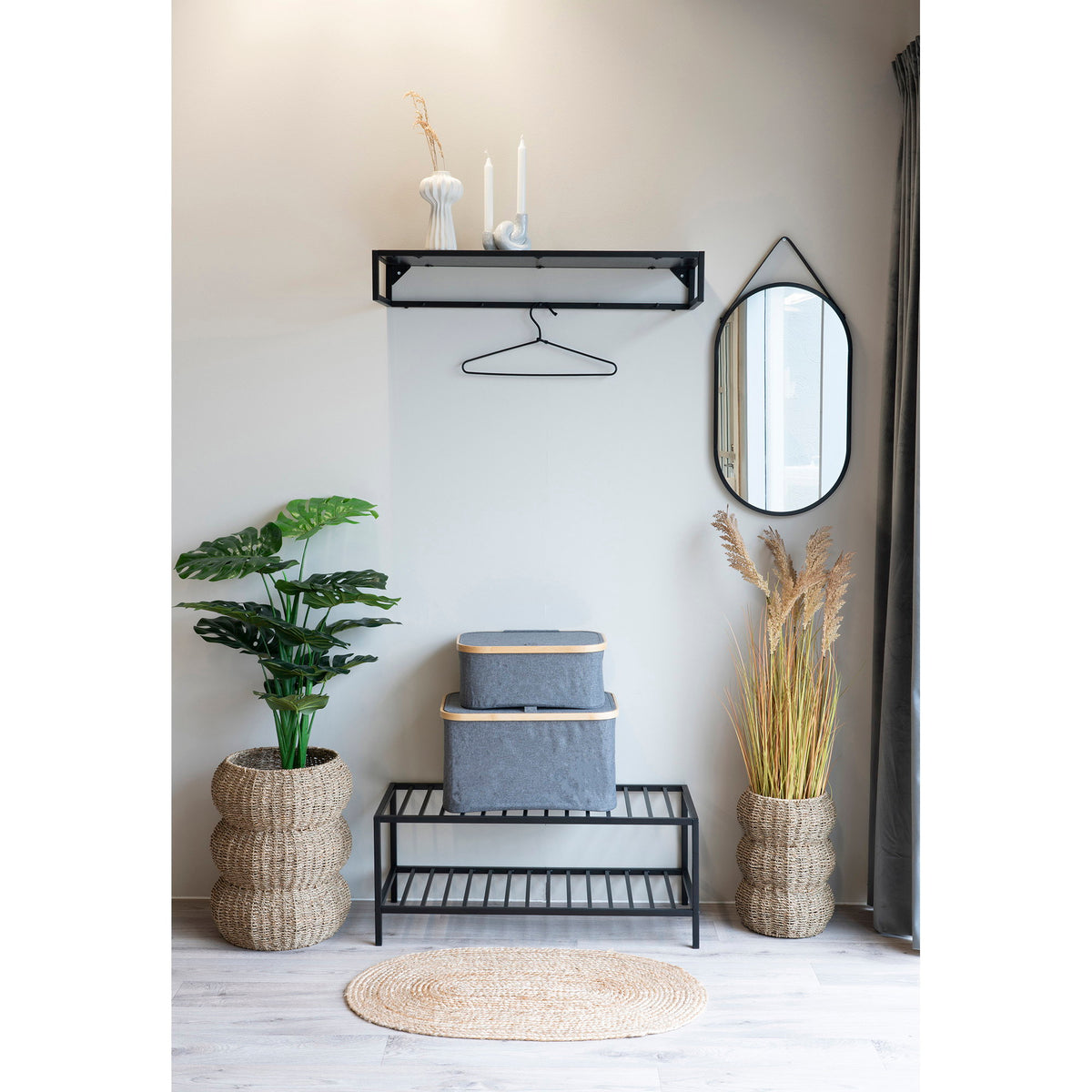 Dark grey basket Noto medium - 30x45x25 cm